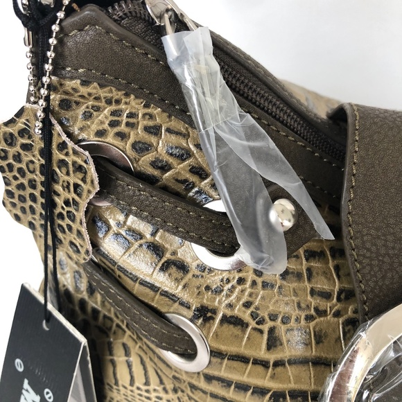 M.C. Marc Chantal Snakeskin Design Olive bag NWT - Picture 9 of 13